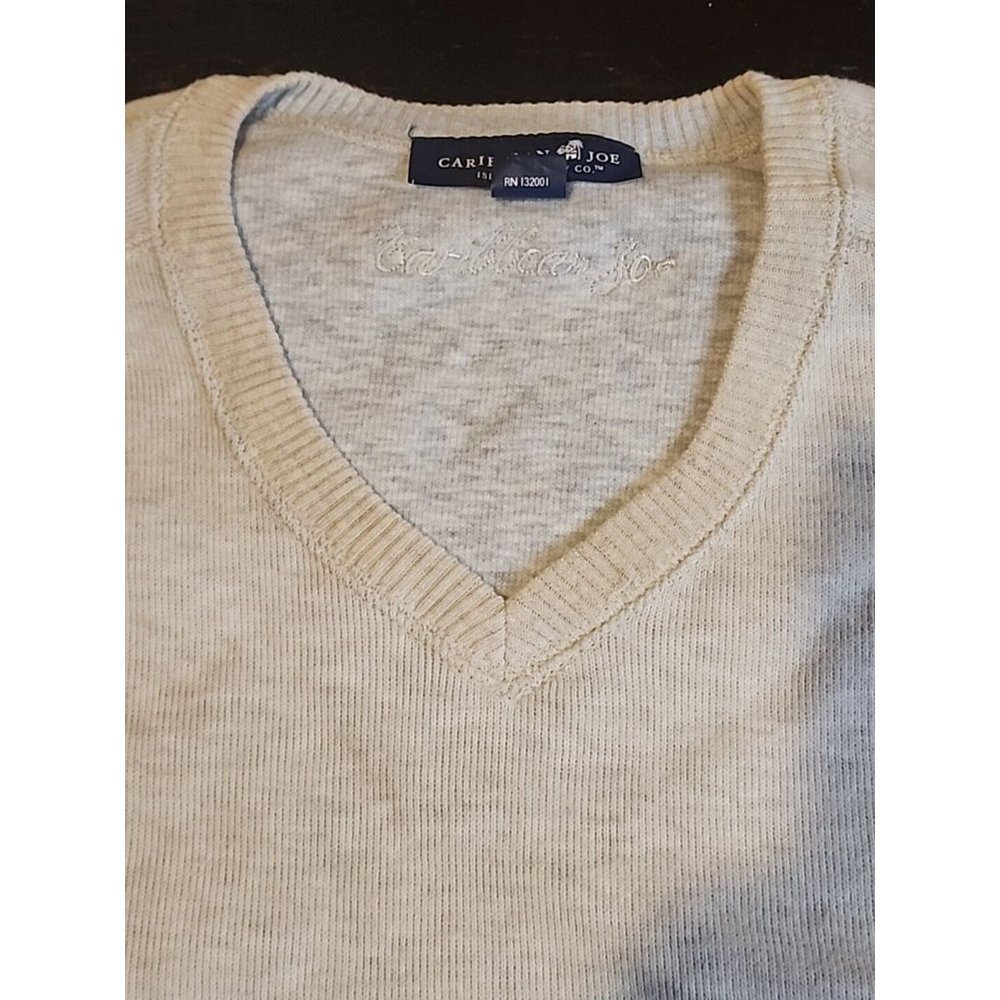 Men's Sz. L Caribbean Joe Long Sleeve V-neck Heavy Stitch Pullover Sweater
